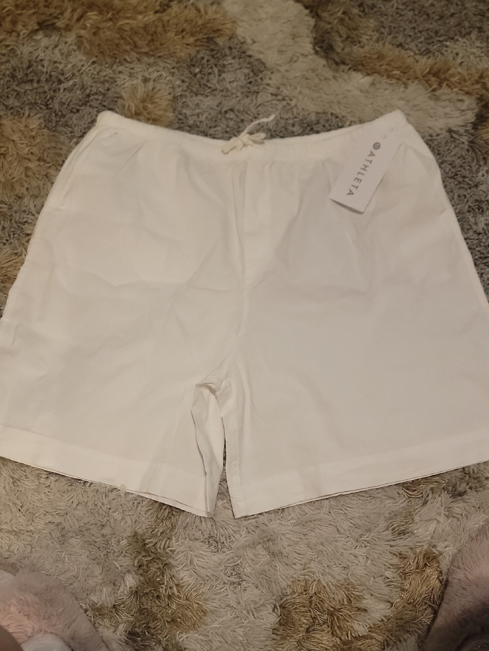 Athleta White Linen Drawstring Bermuda Shorts. XL. NWT